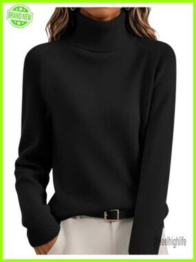 Womens Turtleneck Pullover Sweater Viscose Blend Long Sleeve Winter Top